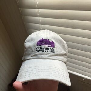 Adidas Adventure Cap in White with Purple Embroidery